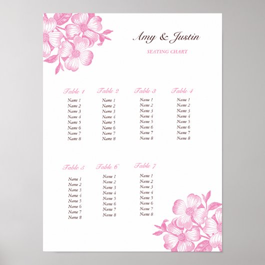 Dogwood-Blume Hochzeitstabelle Poster (Vorne)