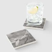 Dogwood-Blume in Schwarz und Weiß Steinuntersetzer (Seitenansicht)