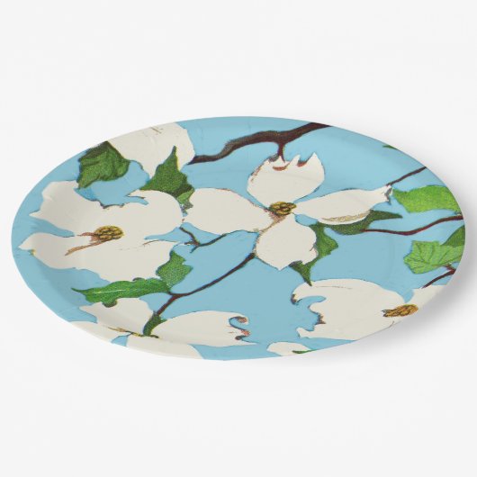 Dogwood-Blume Pappteller (Schrägansicht)
