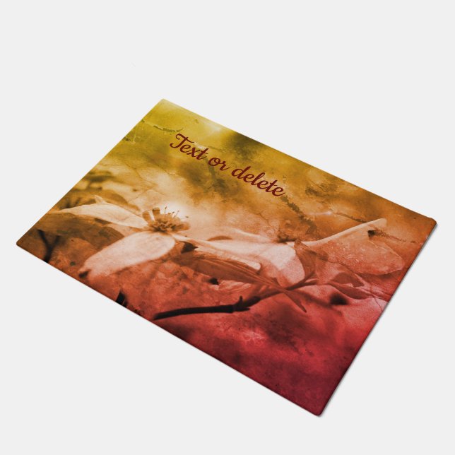 Dogwood-Blume Schwarz-Weiß Vintag Fußmatte (Schrägansicht)