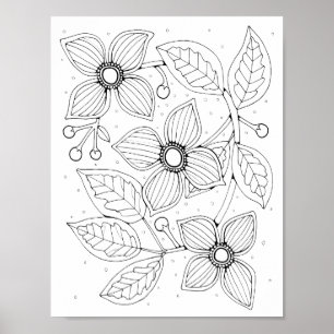 Dogwood Blumen Gem Coloring Page Art Poster