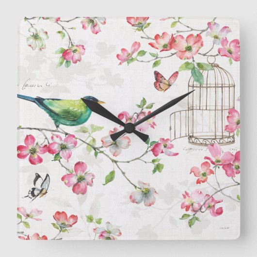 Dogwood Garden Quadratische Wanduhr (Vorderseite)