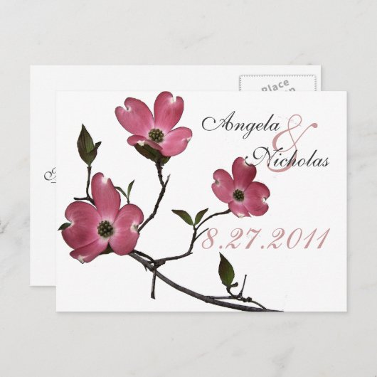 Dogwood/Hochzeitungs-Antwortkarte Einladungspostkarte (Vorne/Hinten)