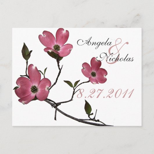 Dogwood/Hochzeitungs-Antwortkarte Einladungspostkarte (Vorderseite)