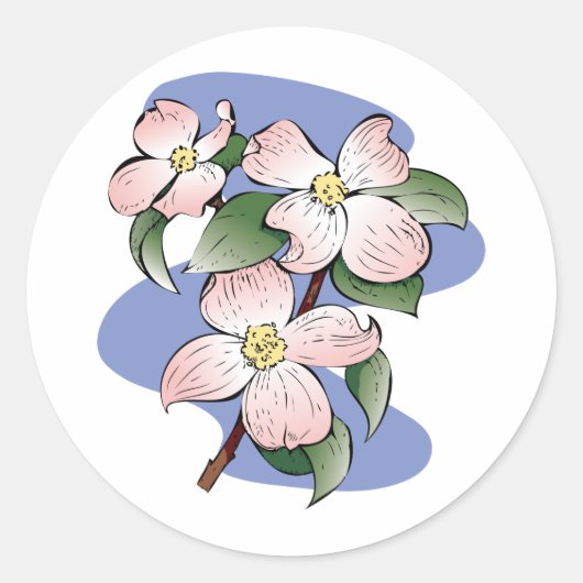 Dogwood-Illustration Runder Aufkleber (Vorderseite)