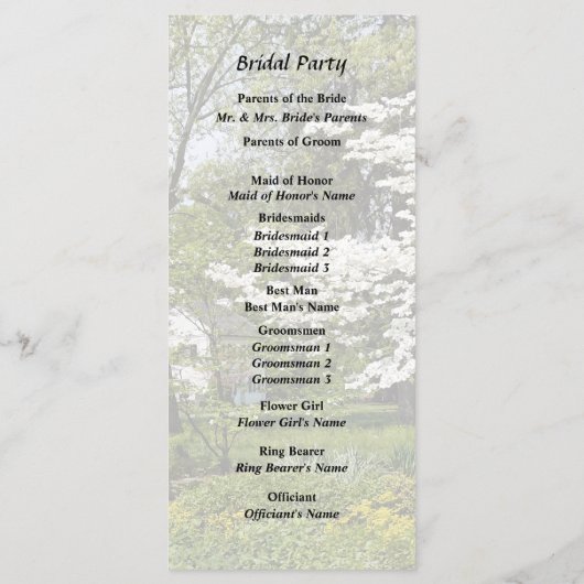 Dogwood in Bloom Programm (Rückseite)