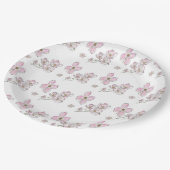 Dogwood-Muster auf Papier-Tellern Pappteller (Schrägansicht)