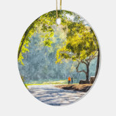 Dogwood Stroll Painterly Keramik Ornament (Links)