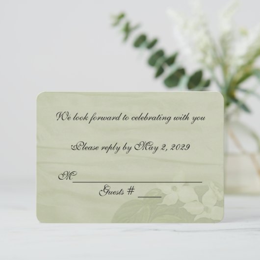 Dogwood Wedding RSVP Einladung (Stehend Vorderseite)