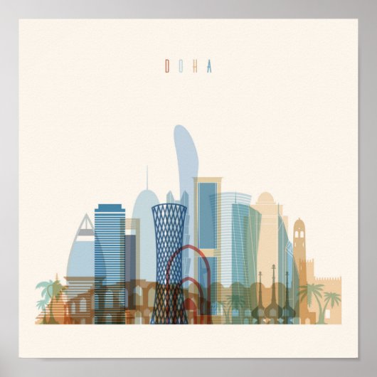 Doha, Katar | City Skyline Poster (Vorne)