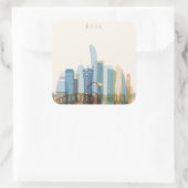 Doha, Katar | City Skyline Quadratischer Aufkleber (Tasche)