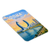 Doha Katar Illustration Reise Kunst Vintage Magnet (Rechte Seite)