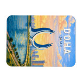 Doha Katar Illustration Reise Kunst Vintage Magnet (Horizontal)