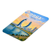 Doha Katar Illustration Reise Kunst Vintage Magnet (Linke Seite)