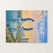 Doha Katar Illustration Reise Kunst Vintage Puzzle (Horizontal)