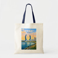 Doha Katar Illustration Reise Kunst Vintage