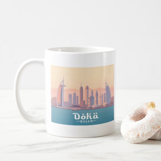 Doha-Katar-Pastellreise zum Arabischen Golf Kaffeetasse (Mit Donut)