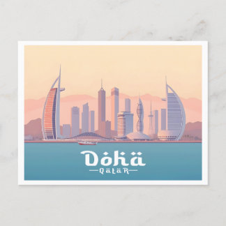 Doha-Katar-Pastellreise zum Arabischen Golf Postkarte