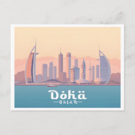 Doha-Katar-Pastellreise zum Arabischen Golf Postkarte
