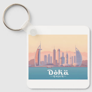 Doha-Katar-Pastellreise zum Arabischen Golf Schlüsselanhänger