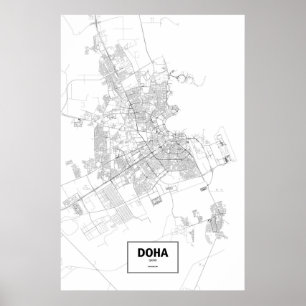 Doha, Katar (schwarz auf weiß) Poster