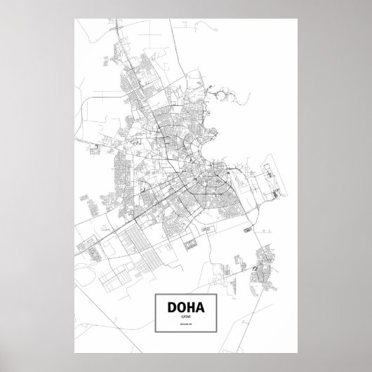 Doha, Katar (schwarz auf weiß) Poster (Vorne)