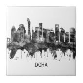 Doha Katar Skyline BW Fliese (Vorderseite)