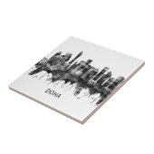 Doha Katar Skyline BW Fliese (Seite)