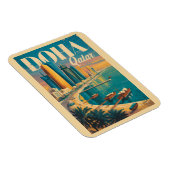 Doha Katar Skyline Illustration Reise Kunst Vintag Magnet (Rechte Seite)
