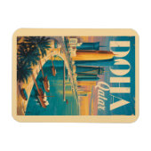 Doha Katar Skyline Illustration Reise Kunst Vintag Magnet (Horizontal)