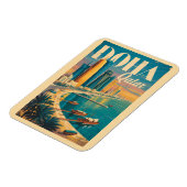 Doha Katar Skyline Illustration Reise Kunst Vintag Magnet (Linke Seite)