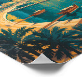 Doha Katar Skyline Illustration Reise Kunst Vintag Poster (Ecke)