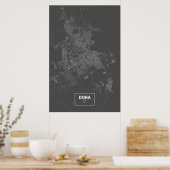 Doha, Katar (weiß auf schwarz) Poster (Küche)