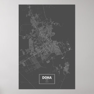 Doha, Katar (weiß auf schwarz) Poster