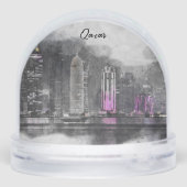 Doha Qatar Skyline Watercolor Snow Globe – Middle Schneekugeln (Rückseite)