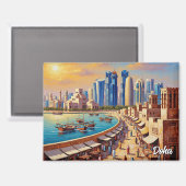 Doha Qatar Travel Magnet (Vorderseite/Rückseite)