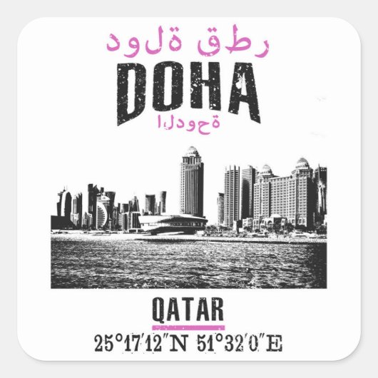 Doha Quadratischer Aufkleber (Vorderseite)
