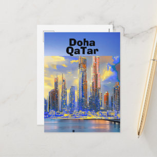 Doha Reise-Postkartengestaltung, Doha Skyline, Doh Feiertagspostkarte