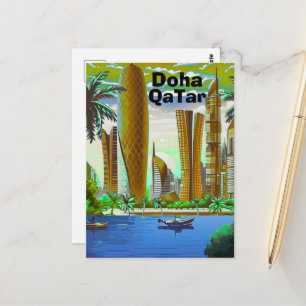 Doha Reise-Postkartengestaltung, Doha Skyline, Doh Postkarte