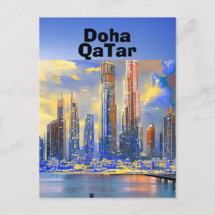 Doha Reise-Postkartengestaltung, Doha Skyline, Doh Postkarte