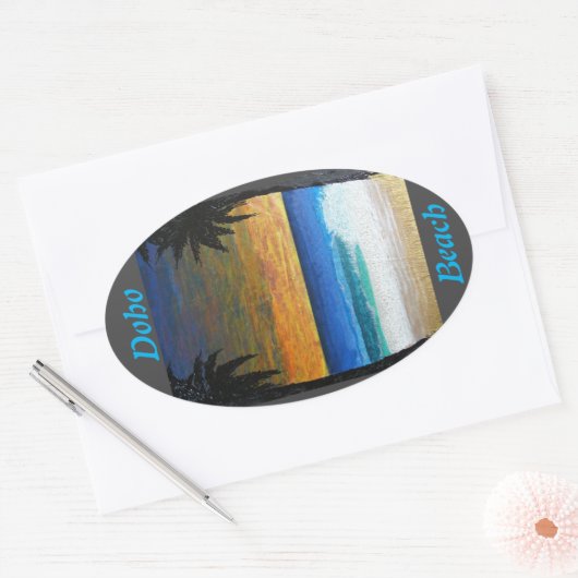 Doho Strand Ovaler Aufkleber (Umschlag)