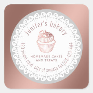 Doiace Rose gold Hübsche Kuchen und Leckereien Quadratischer Aufkleber