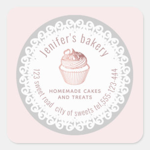 Doiace Rose gold Hübsche Kuchen und Leckereien Quadratischer Aufkleber