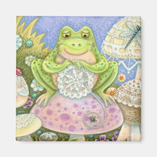 Doilies machen eine hoppy Zuhause FROG MAGNET Squa (Vorne)