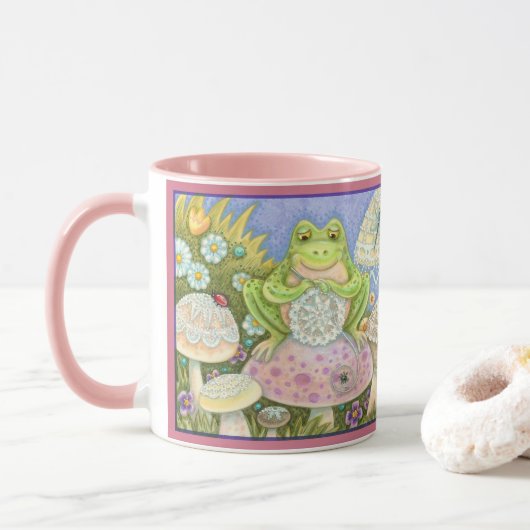 Doilies machen eine hoppy Zuhause FROG TASSE *Pink (Mit Donut)