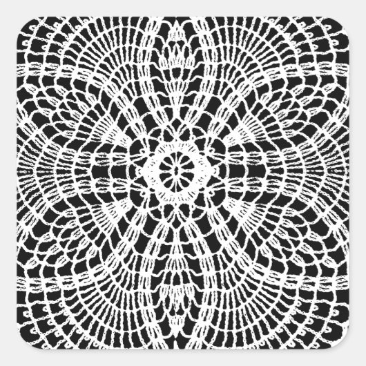 Doily Art Quadratischer Aufkleber (Vorderseite)