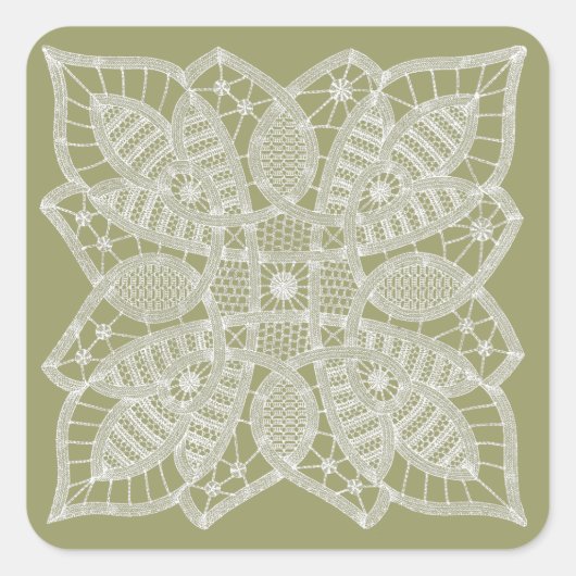 Doily-Spitze-Quadrat-Aufkleber Quadratischer Aufkleber (Vorderseite)