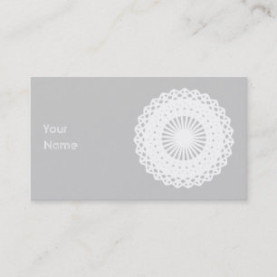 Doily. Weißes Spitzekreisbild Visitenkarte