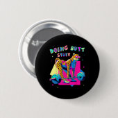 Doing Hintern Stuff Cheetah Bodybuilder Gym Jokes Button (Vorne & Hinten)