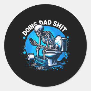 Doing Vater Vater Joke Skeleton Vater Funny Vater Runder Aufkleber